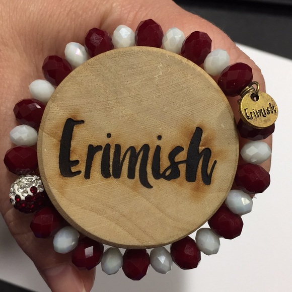 Erimish maroon and white stretch bracelet - Picture 2 of 3